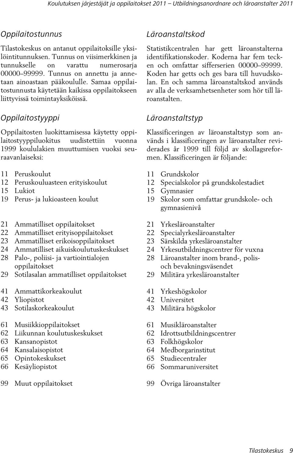 Samaa oppilaitostunnusta käytetään kaikissa oppilaitokseen liittyvissä toimintayksiköissä.