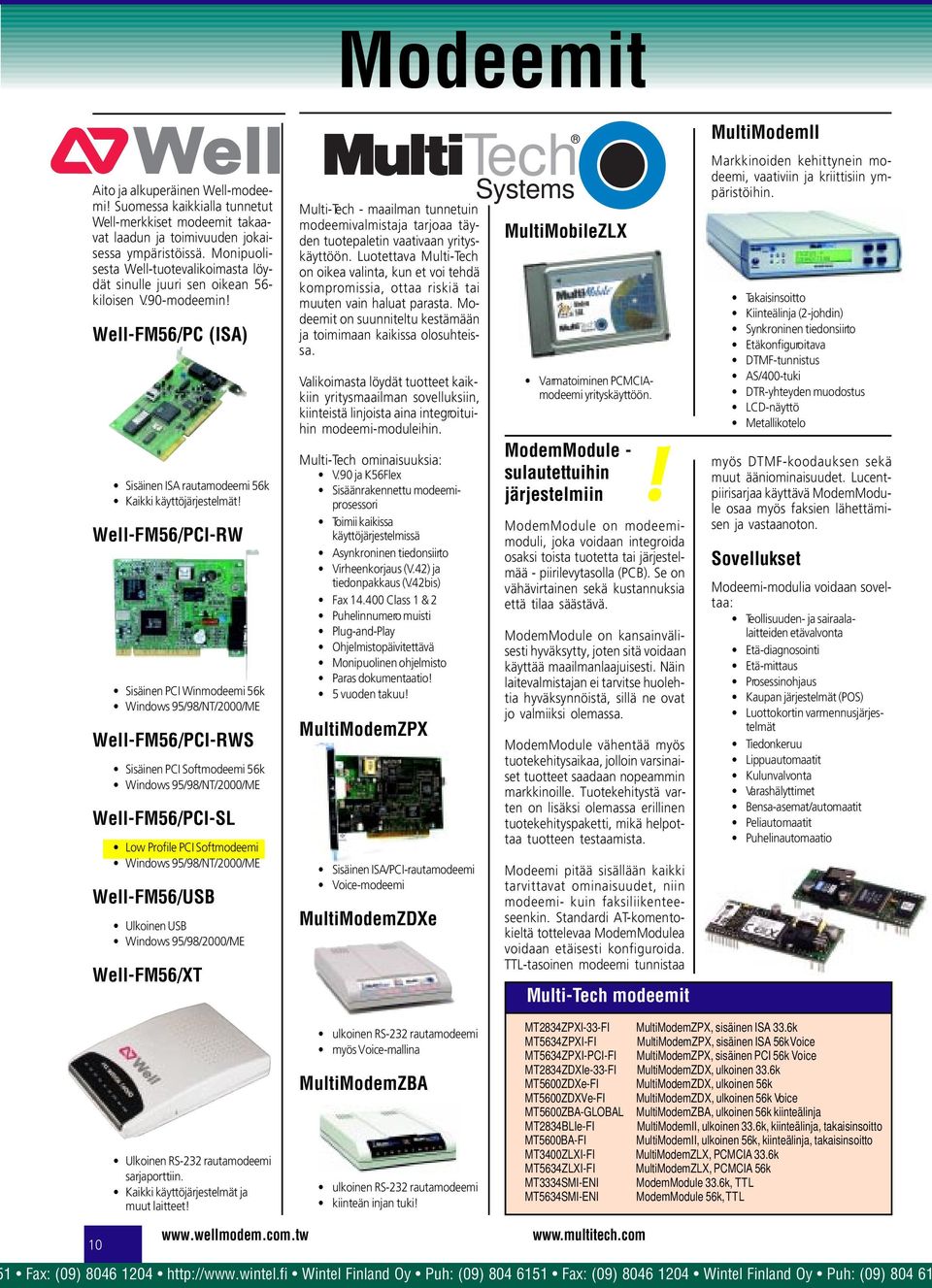 Well-FM56/PCI-RW Sisäinen PCI Winmodeemi 56k Windows 95/98/NT/2000/ME Well-FM56/PCI-RWS Sisäinen PCI Softmodeemi 56k Windows 95/98/NT/2000/ME Well-FM56/PCI-SL Low Profile PCI Softmodeemi Windows