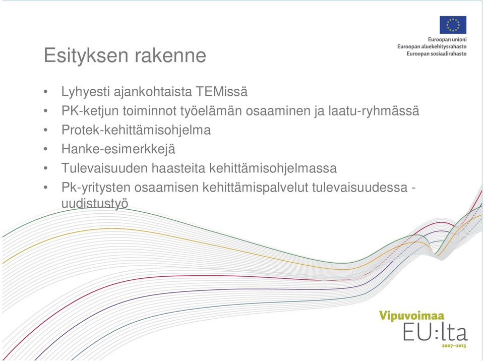 Protek-kehittämisohjelma Hanke-esimerkkejä Tulevaisuuden haasteita