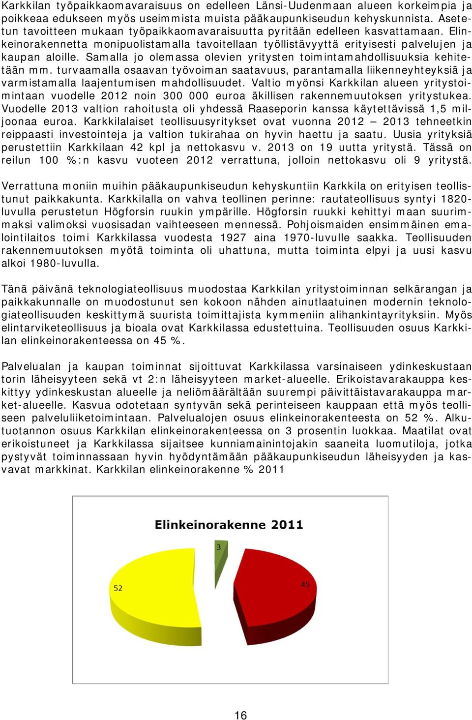 Samalla jo olemassa olevien yritysten toimintamahdollisuuksia kehitetään mm. turvaamalla osaavan työvoiman saatavuus, parantamalla liikenneyhteyksiä ja varmistamalla laajentumisen mahdollisuudet.