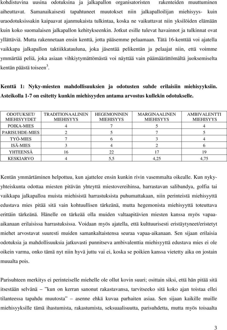 jalkapallon kehitykseenkin. Jotkut esille tulevat havainnot ja tulkinnat ovat yllättäviä. Mutta rakennetaan ensin kenttä, jotta pääsemme pelaamaan.