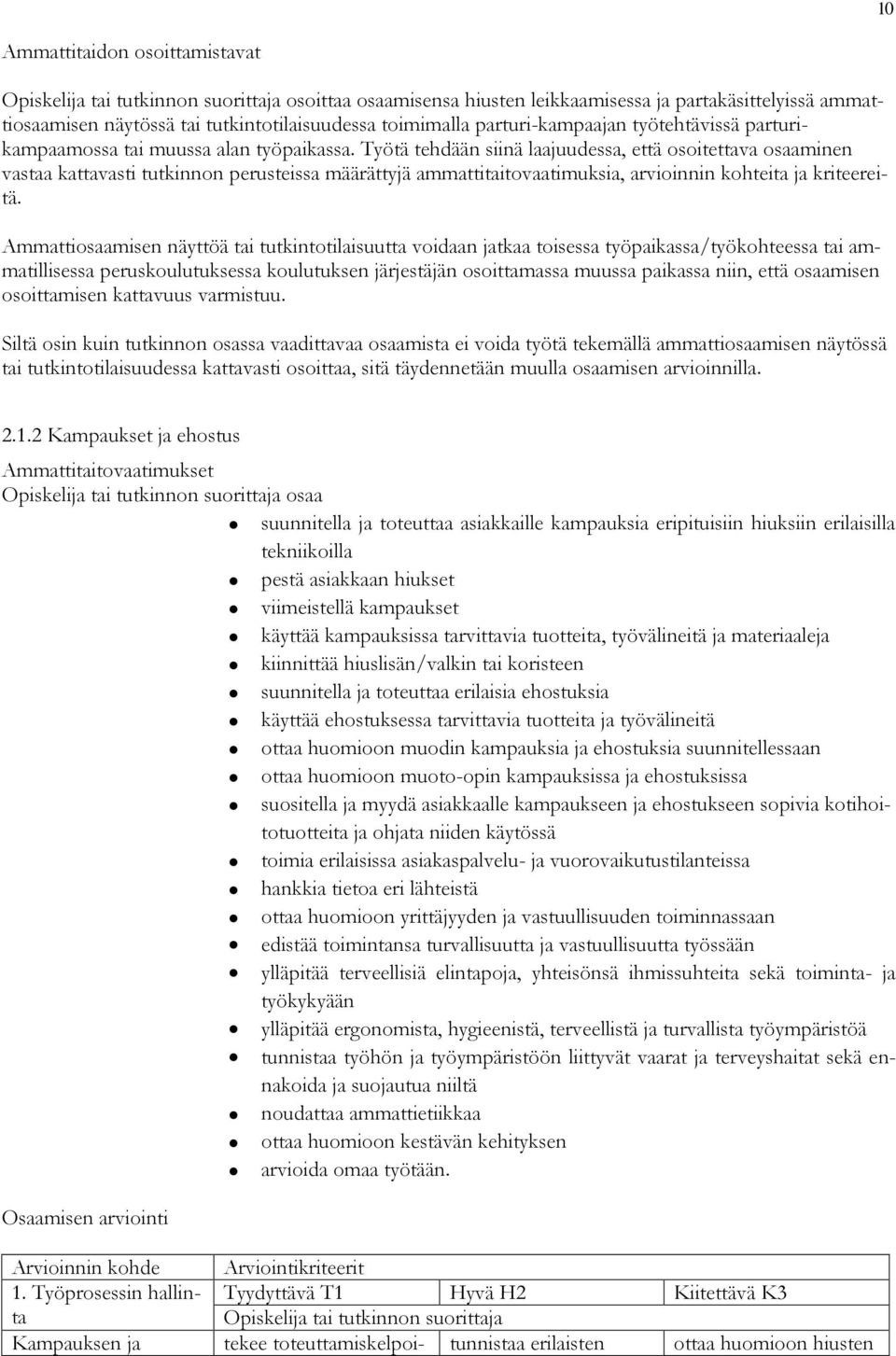 Työtä tehdään siinä laajuudessa, että osoitettava osaaminen vastaa kattavasti tutkinnon perusteissa määrättyjä ammattitaitovaatimuksia, arvioinnin kohteita ja kriteereitä.