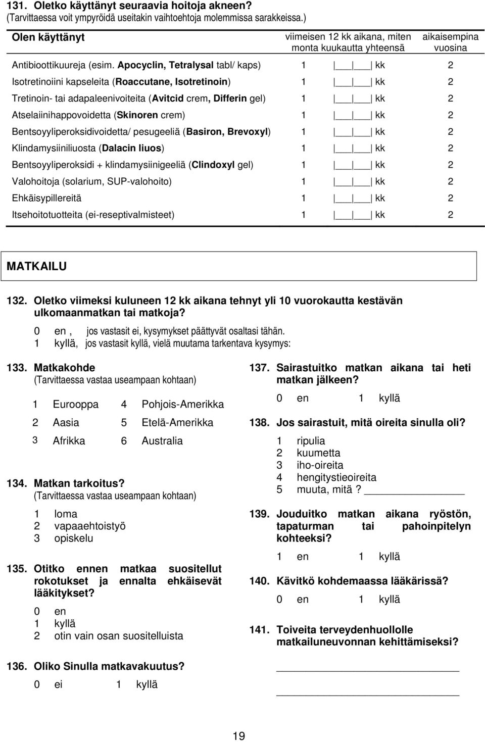 Apocyclin, Tetralysal tabl/ kaps) 1 kk 2 Isotretinoiini kapseleita (Roaccutane, Isotretinoin) 1 kk 2 Tretinoin- tai adapaleenivoiteita (Avitcid crem, Differin gel) 1 kk 2 Atselaiinihappovoidetta