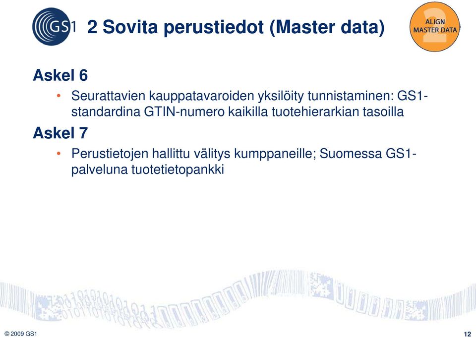 GTIN-numero kaikilla tuotehierarkian tasoilla Askel 7