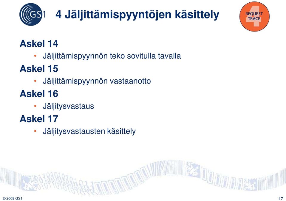 15 Jäljittämispyynnön vastaanotto Askel 16