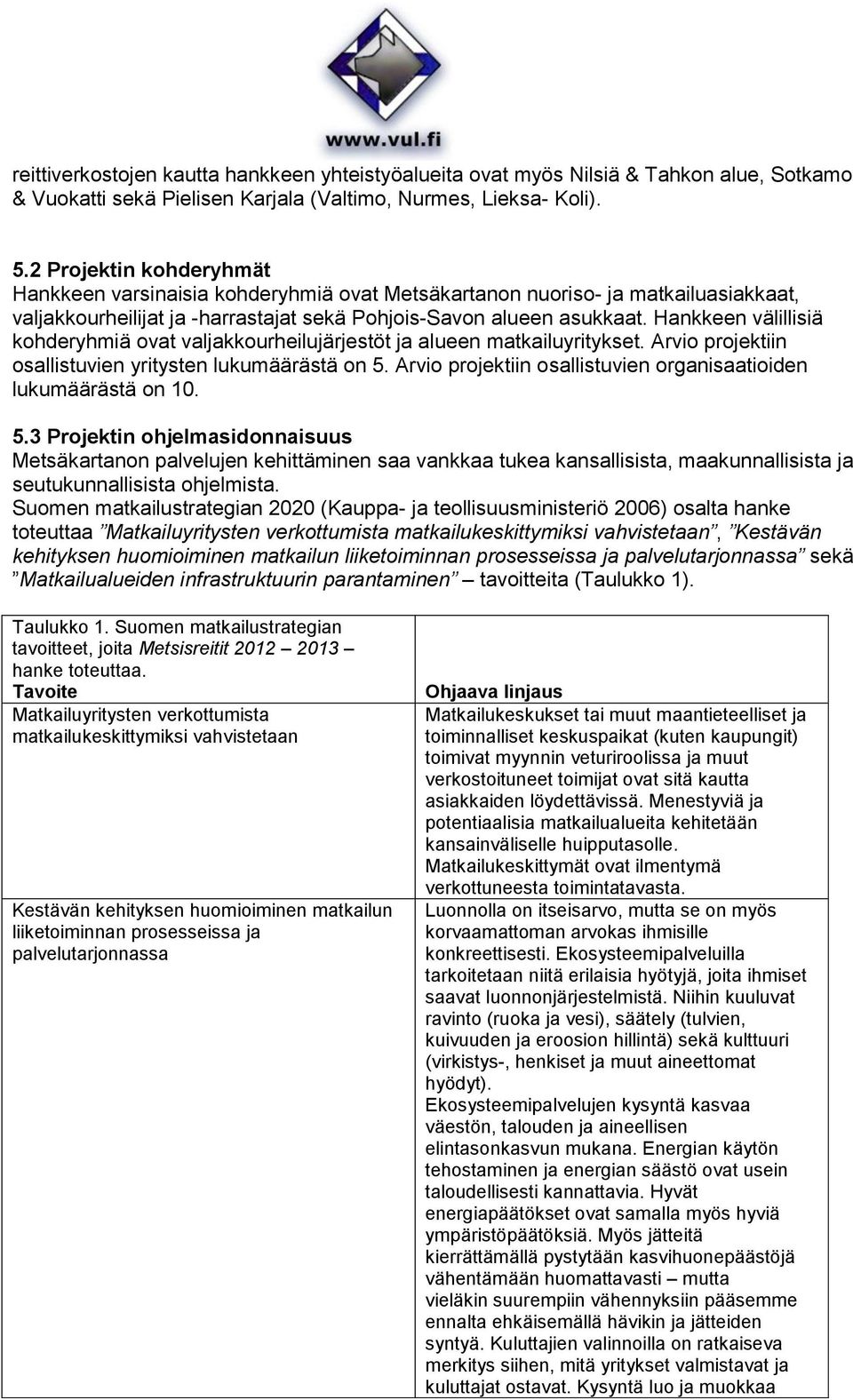 Hankkeen välillisiä kohderyhmiä ovat valjakkourheilujärjestöt ja alueen matkailuyritykset. Arvio projektiin osallistuvien yritysten lukumäärästä on 5.