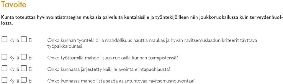 Onko kunnan työntekijöillä mahdollisuus nauttia maukas ja hyvän ravitsemuslaadun kriteerit täyttävä