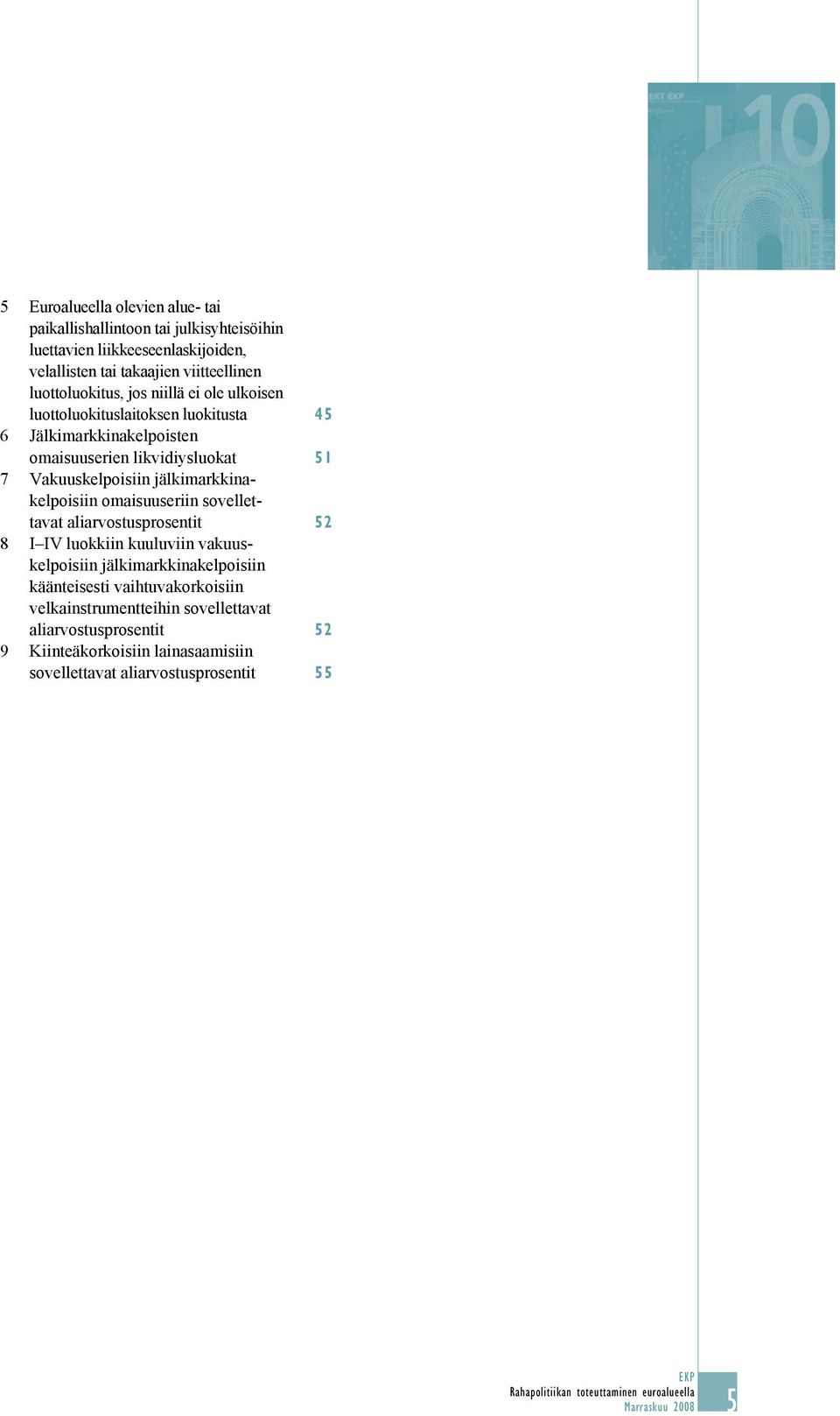 Vakuuskelpoisiin jälkimarkkinakelpoisiin omaisuuseriin sovellettavat aliarvostusprosentit 52 8 I IV luokkiin kuuluviin vakuuskelpoisiin