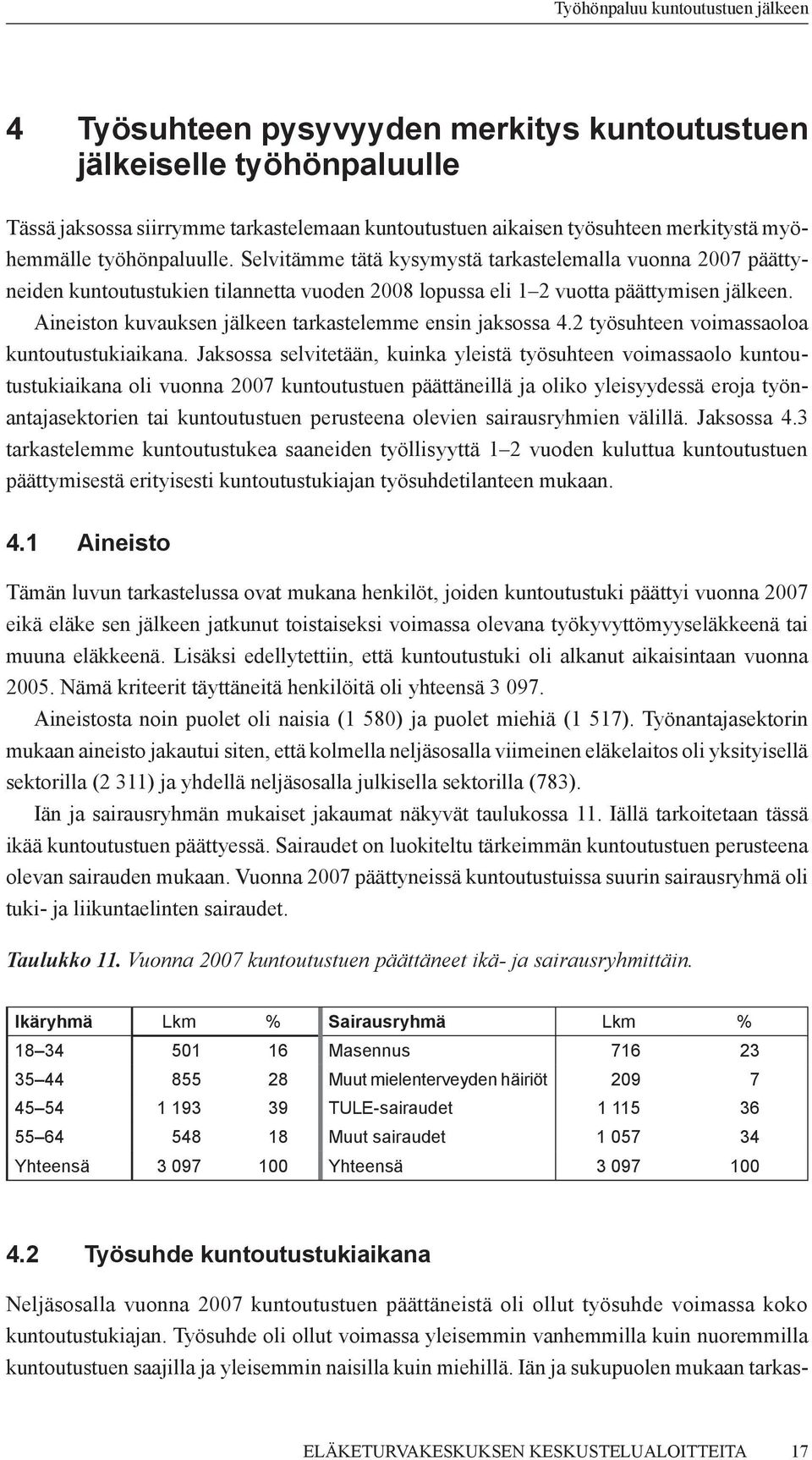 Aineiston kuvauksen jälkeen tarkastelemme ensin jaksossa 4.2 työsuhteen voimassaoloa kuntoutustukiaikana.