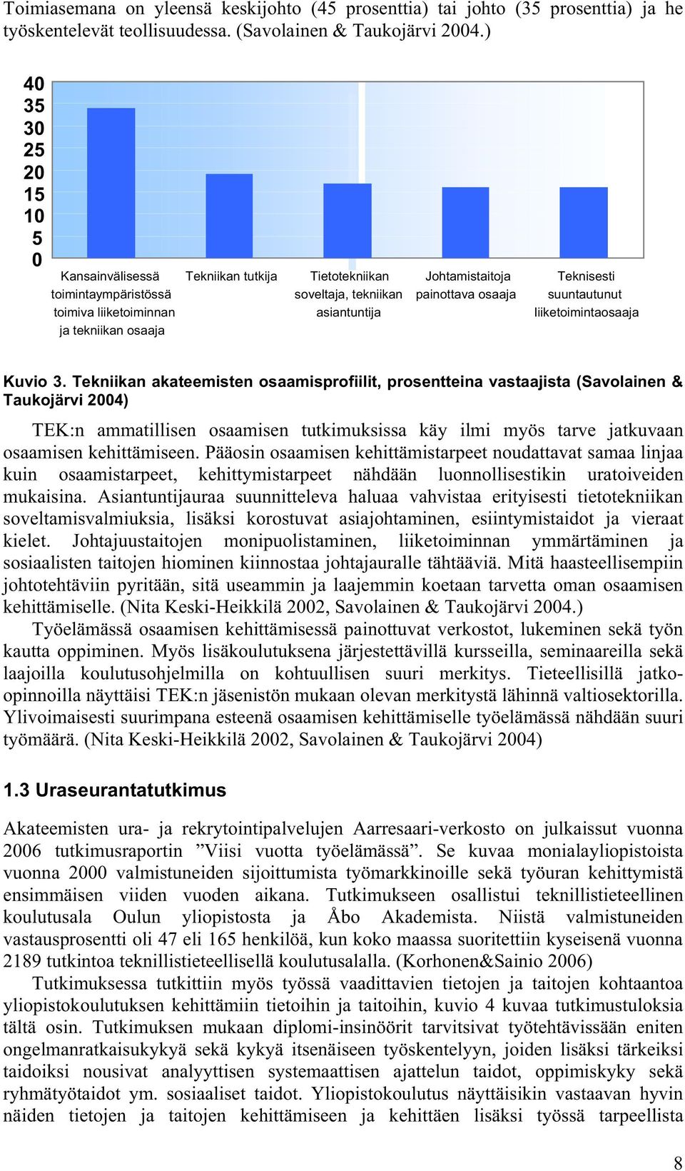 painottava osaaja Teknisesti suuntautunut liiketoimintaosaaja Kuvio 3.