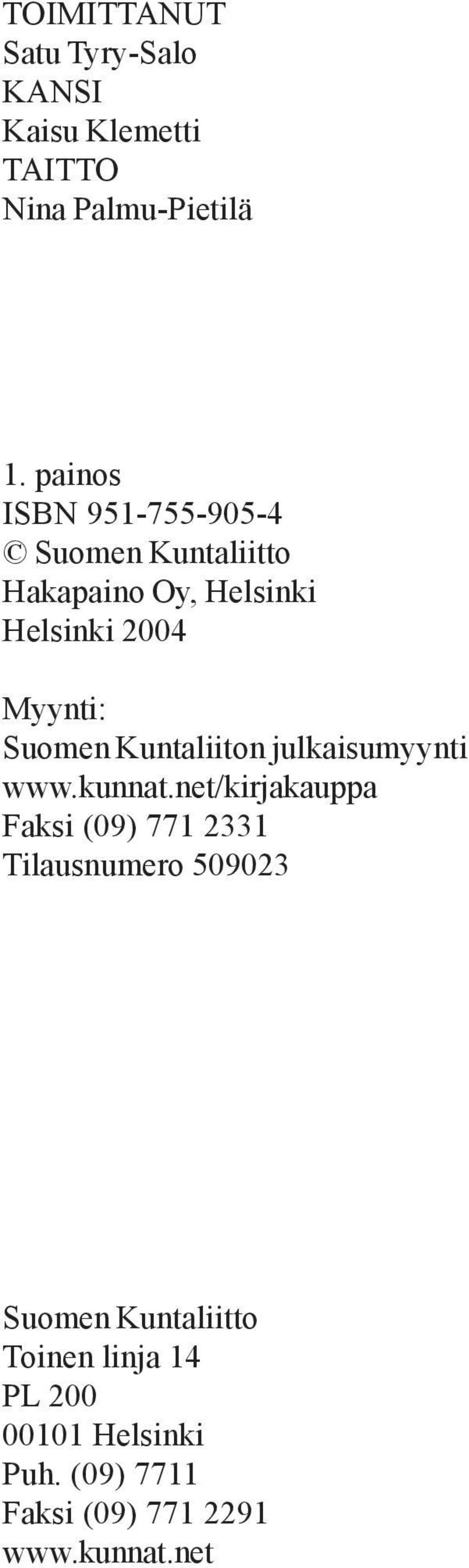 Suomen Kuntaliiton julkaisumyynti www.kunnat.