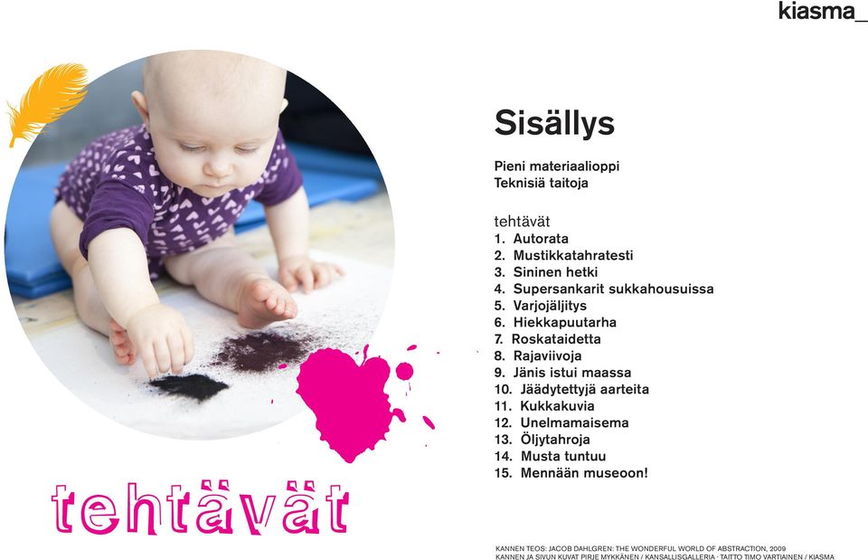 Jäädytettyjä aarteita 11. Kukkakuvia 12. Unelmamaisema 13. Öljytahroja 14. Musta tuntuu 15. Mennään museoon!