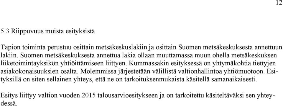 Kummassakin esityksessä on yhtymäkohtia tiettyjen asiakokonaisuuksien osalta. Molemmissa järjestetään välillistä valtionhallintoa yhtiömuotoon.