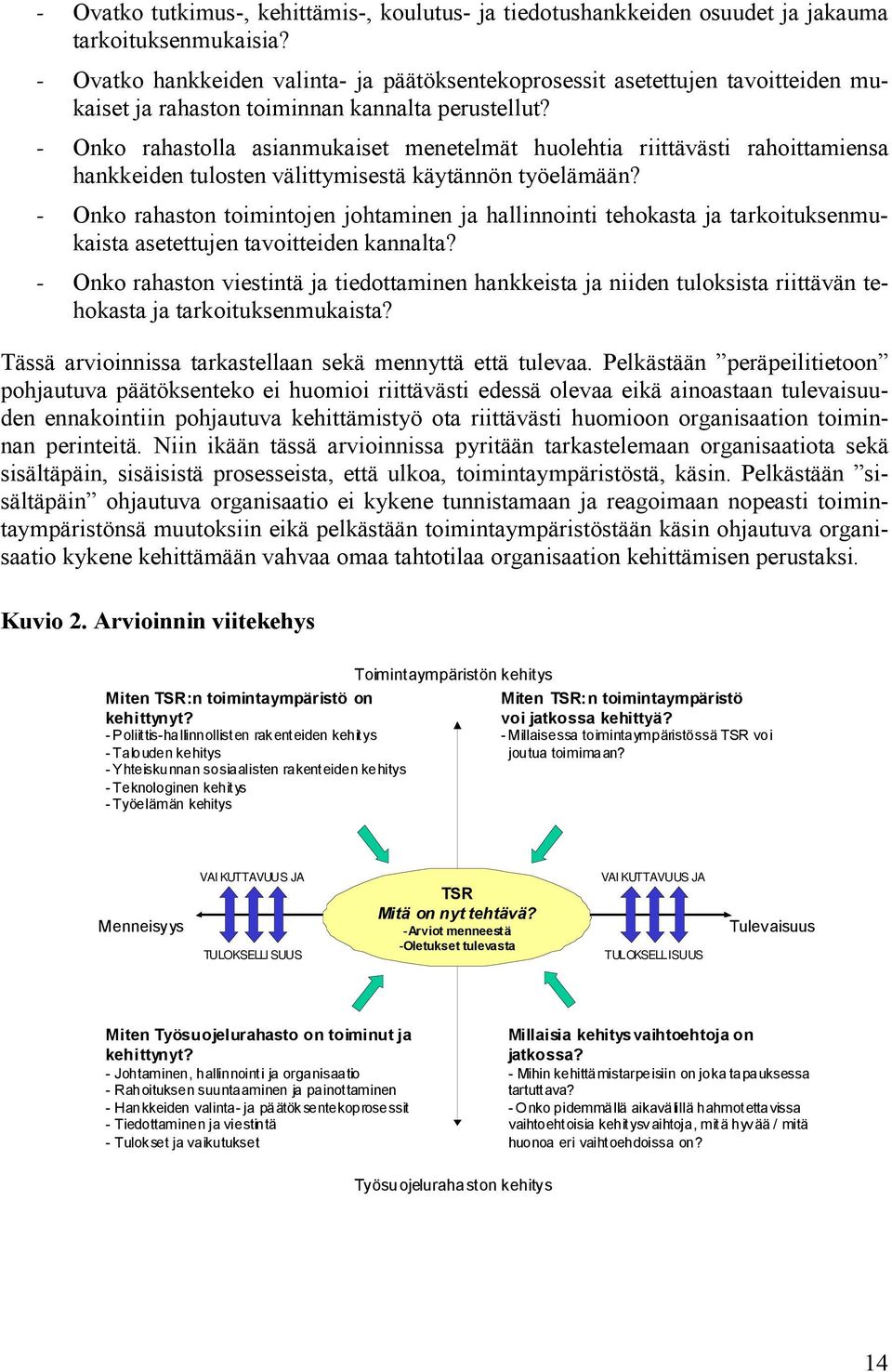 - Onko rahastolla asianmukaiset menetelmät huolehtia riittävästi rahoittamiensa hankkeiden tulosten välittymisestä käytännön työelämään?