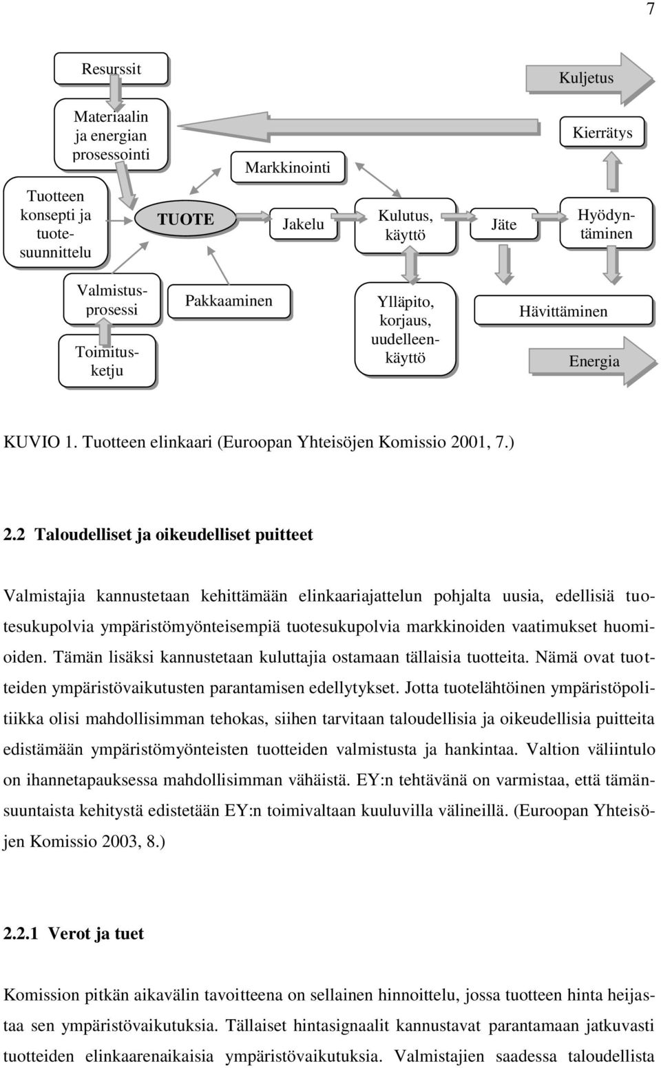 2 Taloudelliset ja oikeudelliset puitteet Valmistajia kannustetaan kehittämään elinkaariajattelun pohjalta uusia, edellisiä tuotesukupolvia ympäristömyönteisempiä tuotesukupolvia markkinoiden