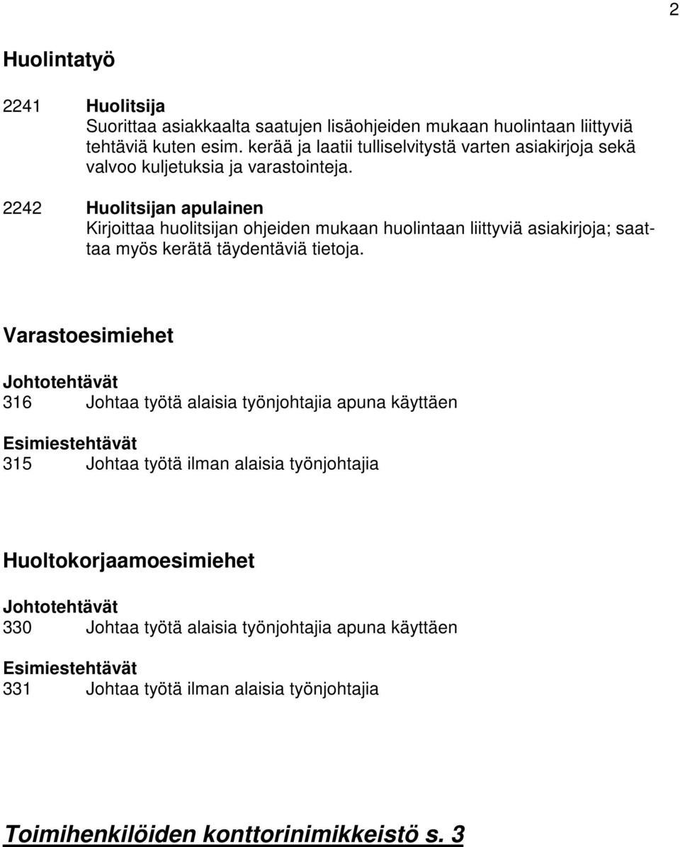 2242 Huolitsijan apulainen Kirjoittaa huolitsijan ohjeiden mukaan huolintaan liittyviä asiakirjoja; saattaa myös kerätä täydentäviä tietoja.