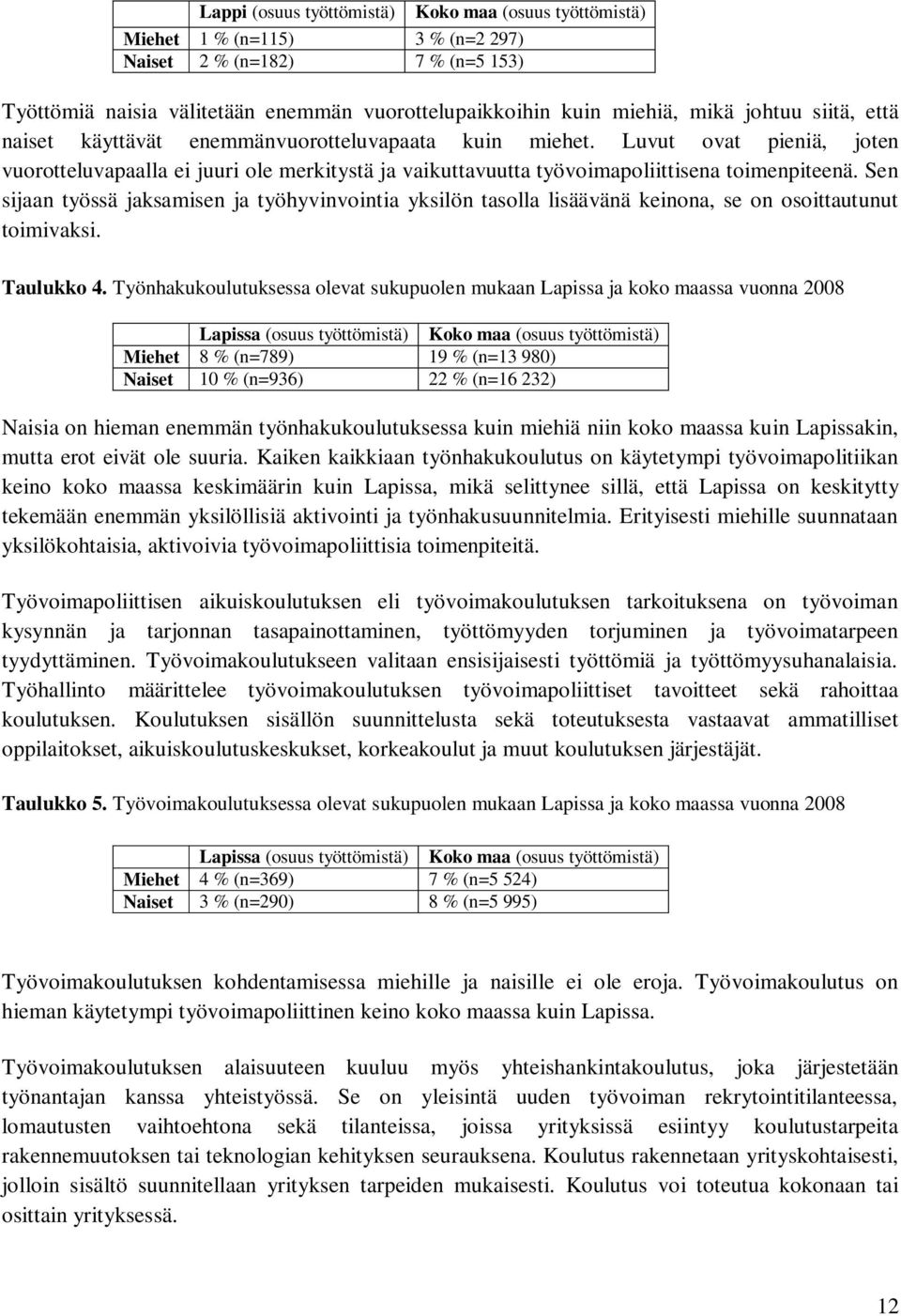 Sen sijaan työssä jaksamisen ja työhyvinvointia yksilön tasolla lisäävänä keinona, se on osoittautunut toimivaksi. Taulukko 4.