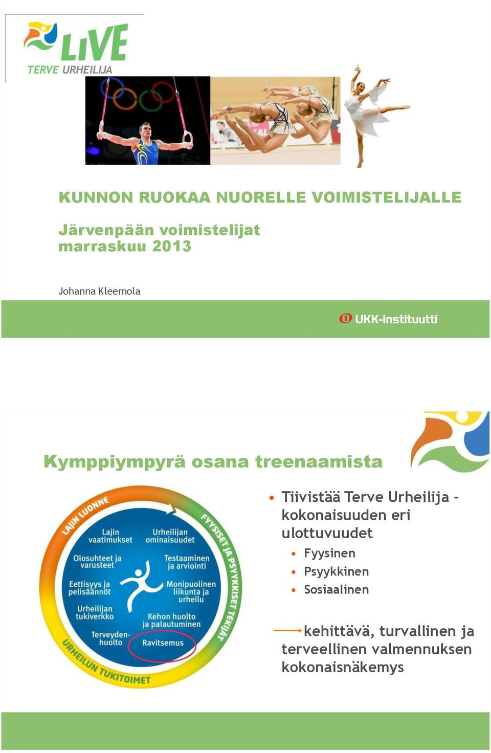 Tiivistää Terve Urheilija kokonaisuuden eri ulottuvuudet Fyysinen