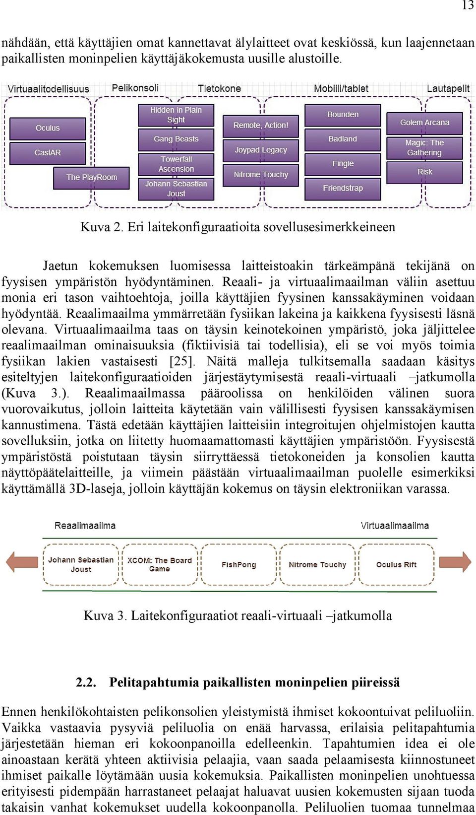 Reaali- ja virtuaalimaailman väliin asettuu monia eri tason vaihtoehtoja, joilla käyttäjien fyysinen kanssakäyminen voidaan hyödyntää.