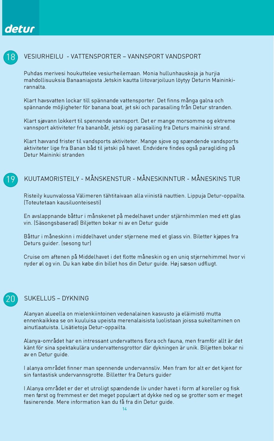 Det finns många galna och spännande möjligheter för banana boat, jet ski och parasailing från Detur stranden. Klart sjøvann lokkert til spennende vannsport.