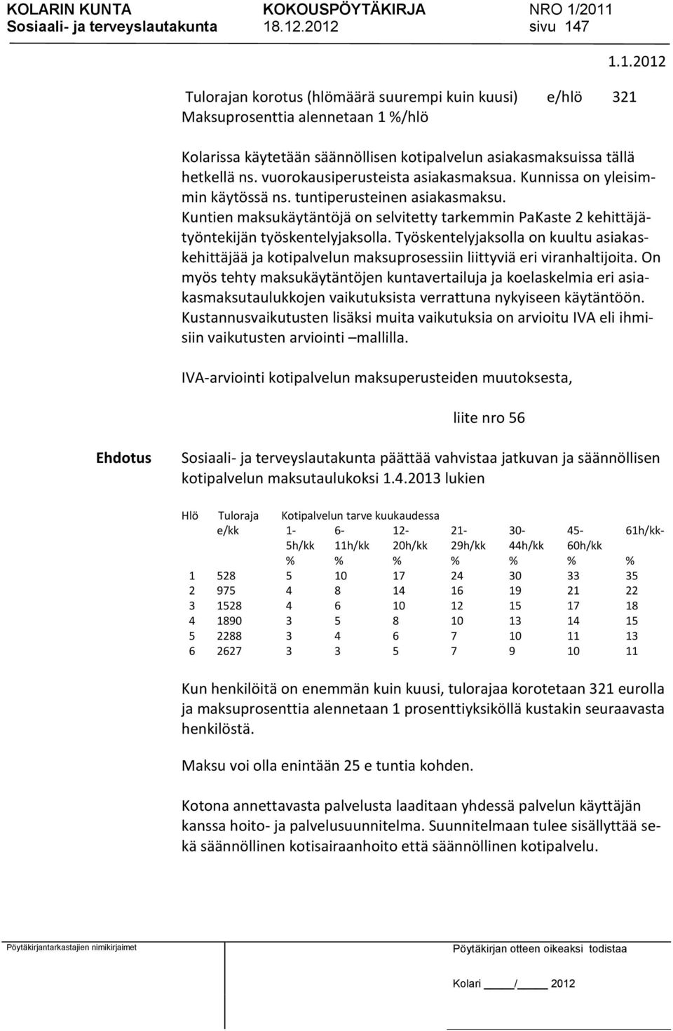 vuorokausiperusteista asiakasmaksua. Kunnissa on yleisimmin käytössä ns. tuntiperusteinen asiakasmaksu.