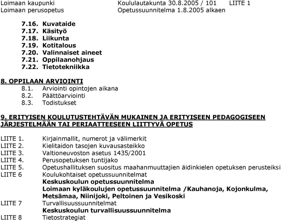 ERITYISEN KOULUTUSTEHTÄVÄN MUKAINEN JA ERITYISEEN PEDAGOGISEEN JÄRJESTELMÄÄN TAI PERIAATTEESEEN LIITTYVÄ OPETUS LIITE 1. Kirjainmallit, numerot ja välimerkit LIITE 2.