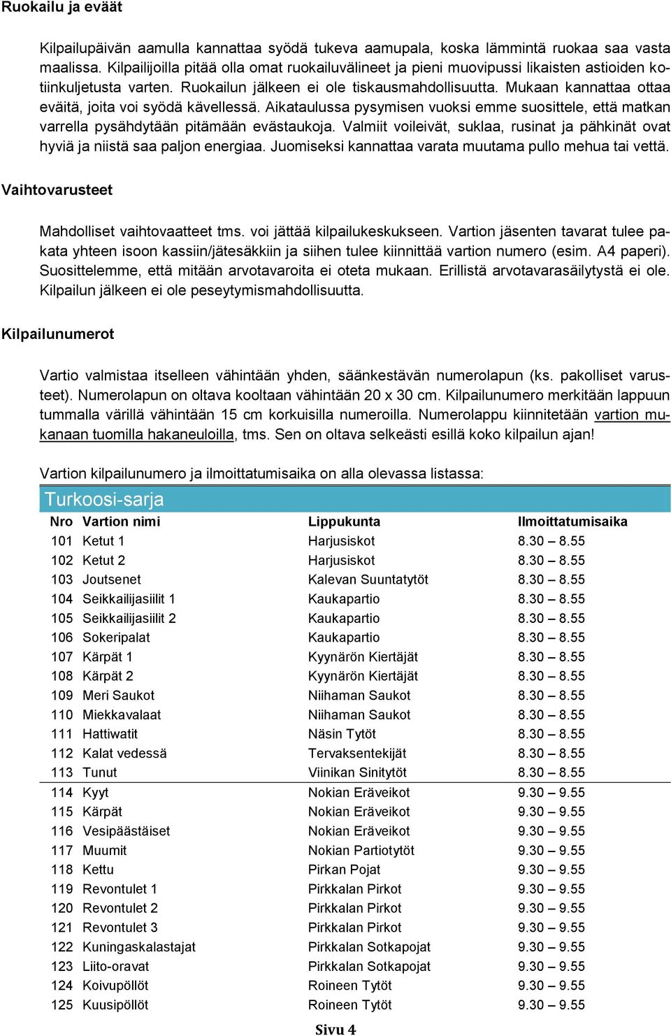 Mukaan kannattaa ottaa eväitä, joita voi syödä kävellessä. Aikataulussa pysymisen vuoksi emme suosittele, että matkan varrella pysähdytään pitämään evästaukoja.