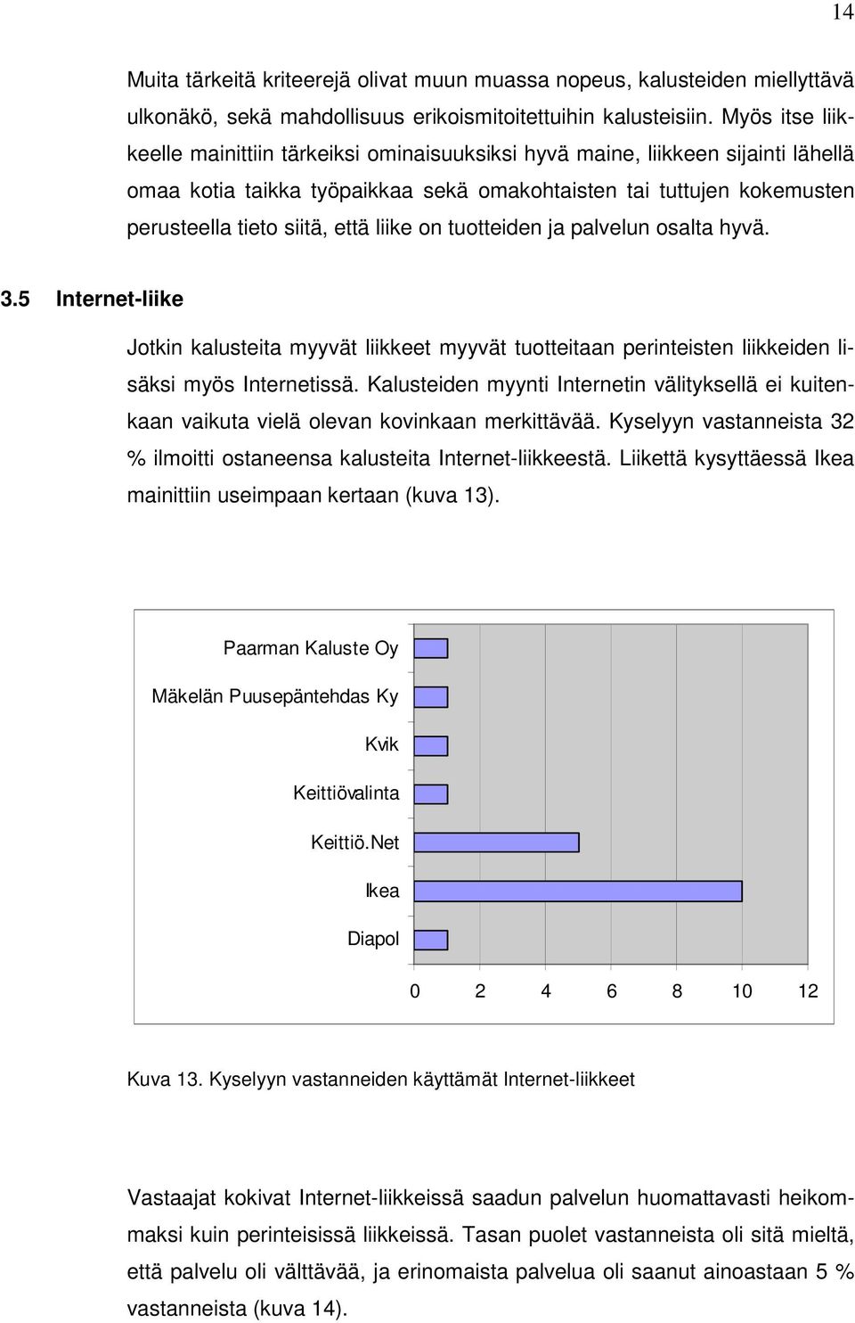 liike on tuotteiden ja palvelun osalta hyvä. 3.5 Internet-liike Jotkin kalusteita myyvät liikkeet myyvät tuotteitaan perinteisten liikkeiden lisäksi myös Internetissä.