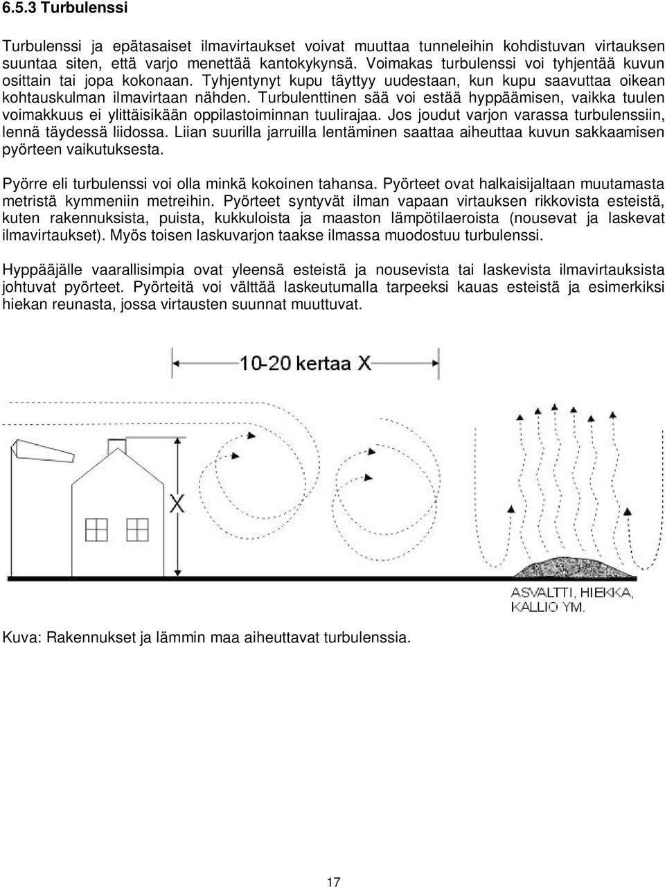 Turbulenttinen sää voi estää hyppäämisen, vaikka tuulen voimakkuus ei ylittäisikään oppilastoiminnan tuulirajaa. Jos joudut varjon varassa turbulenssiin, lennä täydessä liidossa.