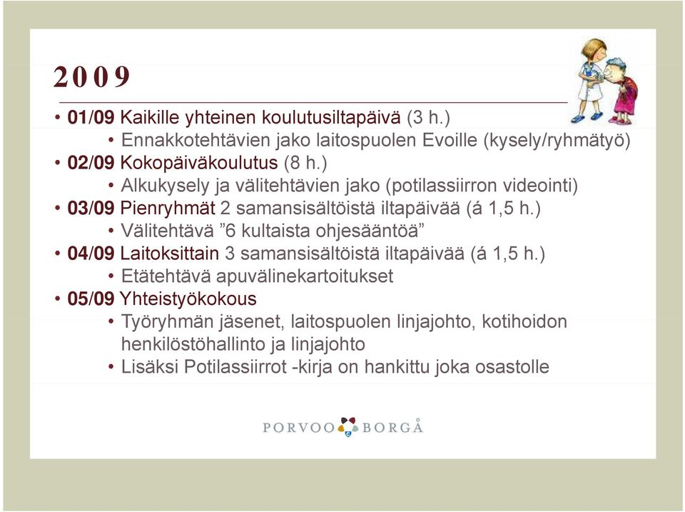 ) Alkukysely y ja välitehtävien jako (potilassiirron videointi) 03/09 Pienryhmät 2 samansisältöistä iltapäivää (á 1,5 h.