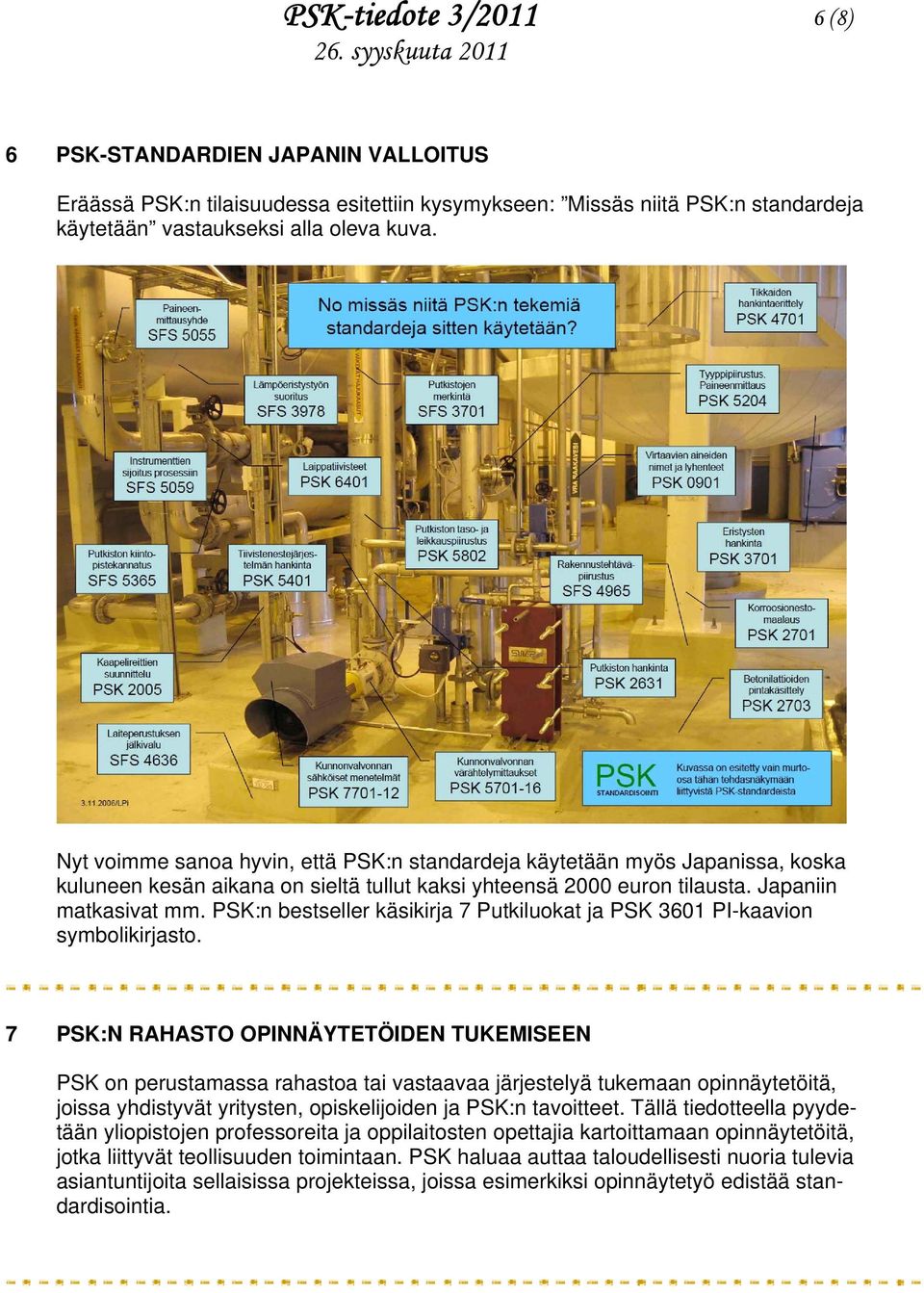PSK:n bestseller käsikirja 7 Putkiluokat ja PSK 3601 PI-kaavion symbolikirjasto.