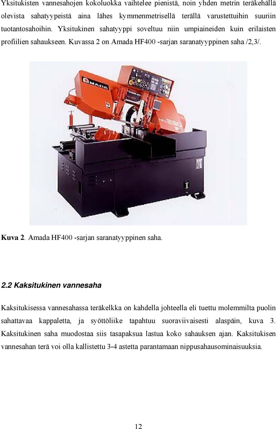 Amada HF400 -sarjan saranatyyppinen saha. 2.