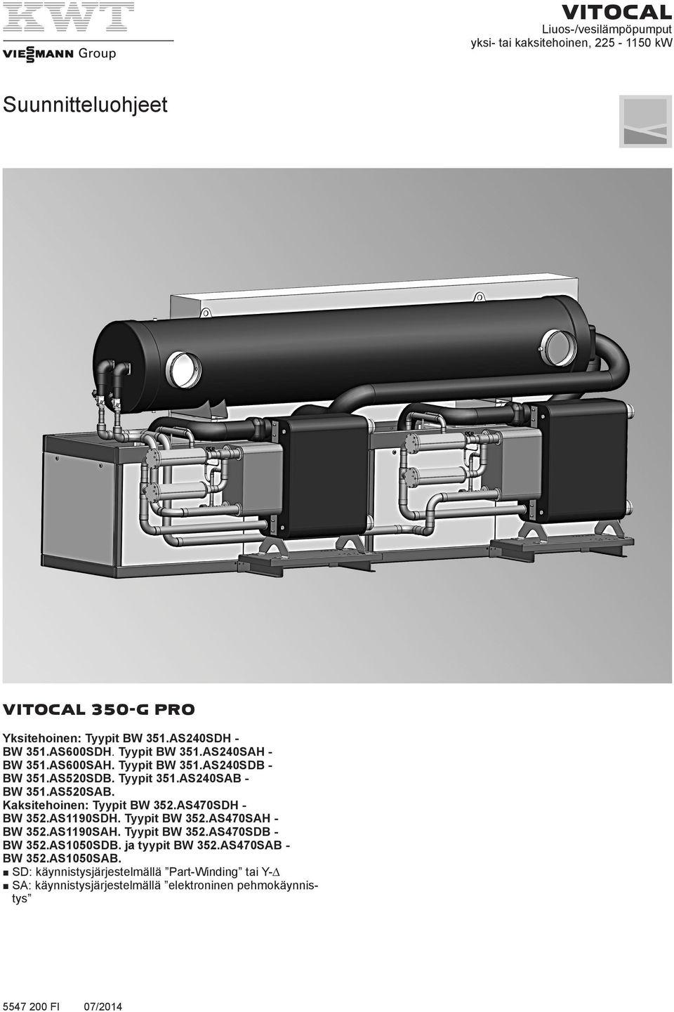 Kaksitehoinen: Tyypit BW 352.AS470SDH - BW 352.AS90SDH. Tyypit BW 352.AS470SAH - BW 352.AS90SAH. Tyypit BW 352.AS470SDB - BW 352.AS050SDB.