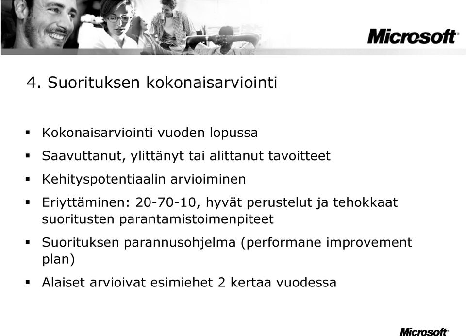 20-70-10, hyvät perustelut ja tehokkaat suoritusten parantamistoimenpiteet