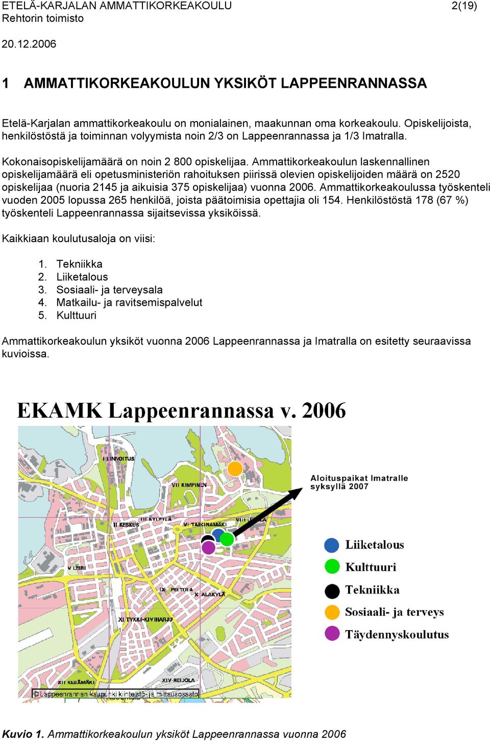 Ammattikorkeakoulun laskennallinen opiskelijamäärä eli opetusministeriön rahoituksen piirissä olevien opiskelijoiden määrä on 2520 opiskelijaa (nuoria 2145 ja aikuisia 375 opiskelijaa) vuonna 2006.