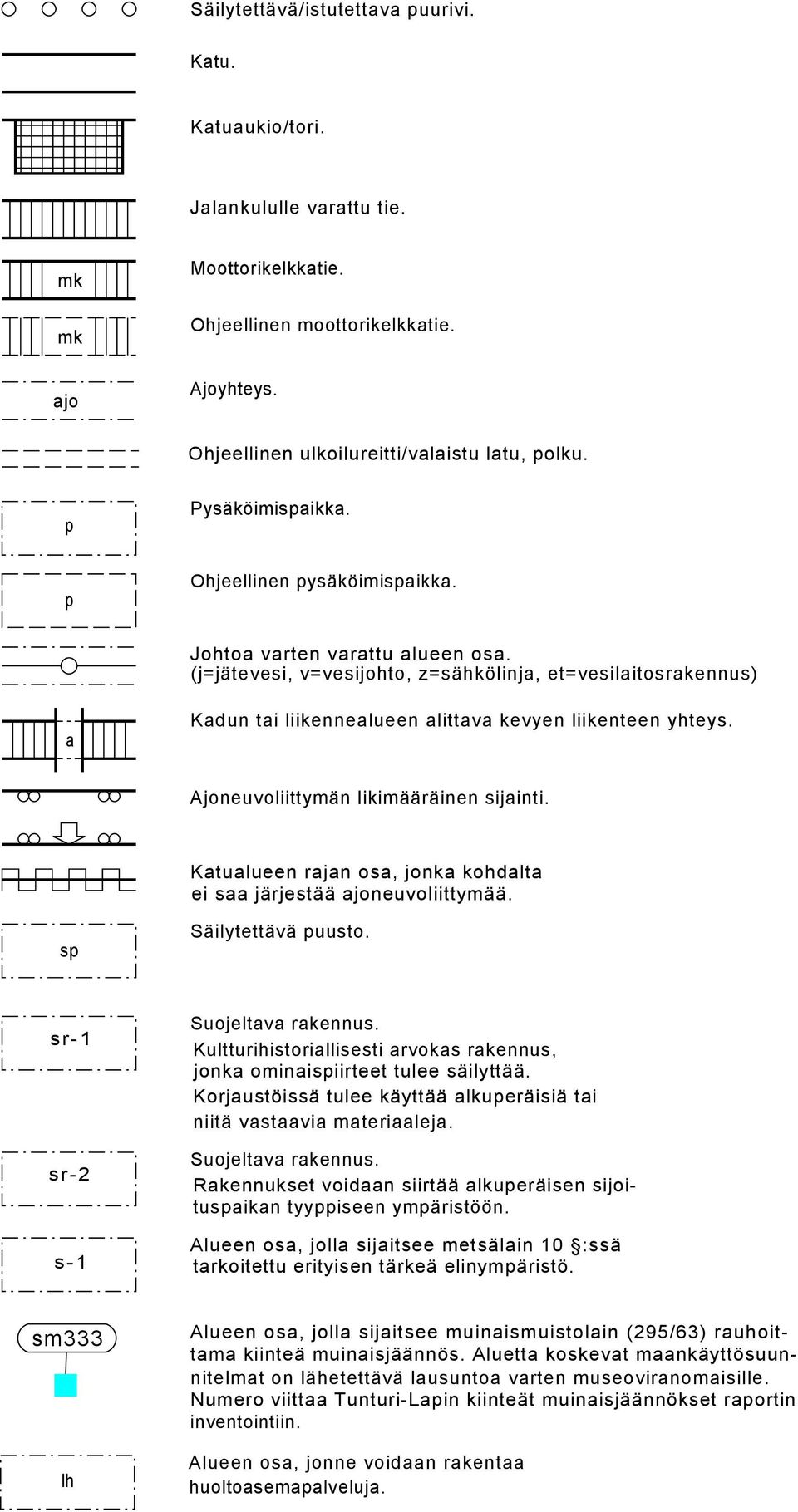 (j=jätevesi, v=vesijohto, z=sähkölinja, et=vesilaitosrakennus) a Kadun tai liikennealueen alittava kevyen liikenteen yhteys. Ajoneuvoliittymän likimääräinen sijainti.