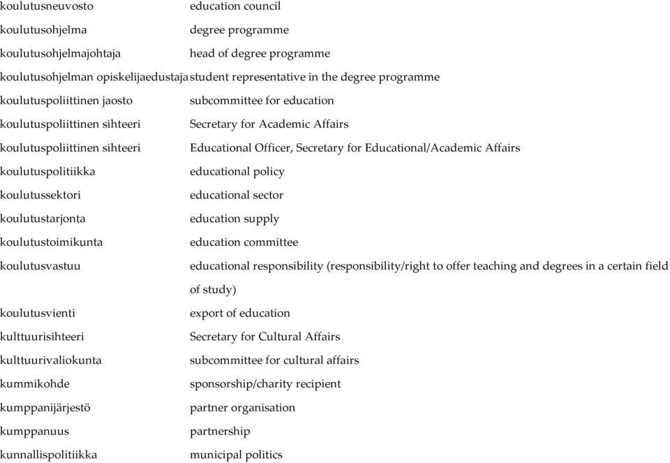 Secretary for Academic Affairs Educational Officer, Secretary for Educational/Academic Affairs educational policy educational sector education supply education committee educational responsibility