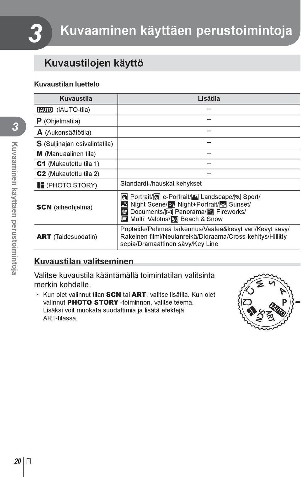 e-portrait/l Landscape/J Sport/ G Night Scene/U Night+Portrait/R Sunset/ T Documents/s Panorama/( Fireworks/ 0 Multi.