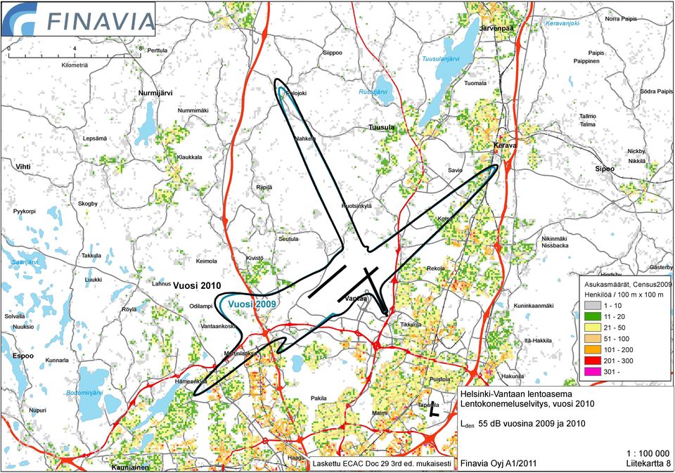 Vuosi 21 Odilampi Asukasmäärät, Census29 Henkilöä / 1 m x 1 m 1-1 Kuninkaanmäki 11-2 Immersby Tikkurila Vantaankoski Nuuksio Hindsby Vantaa Vuosi 29 21-5 51-1 Itä-Hakkila Espoo 11-2 Massby