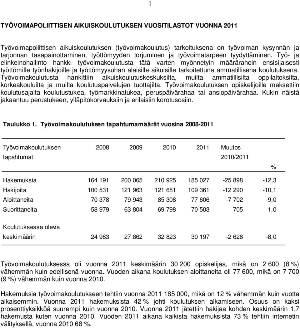 Työ- ja elinkeinohallinto hankki työvoimakoulutusta tätä varten myönnetyin määrärahoin ensisijaisesti työttömille työnhakijoille ja työttömyysuhan alaisille aikuisille tarkoitettuna ammatillisena