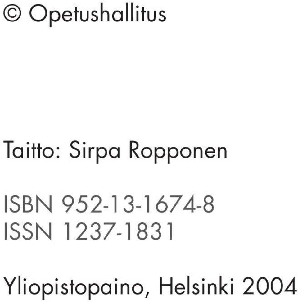 952-13-1674-8 ISSN
