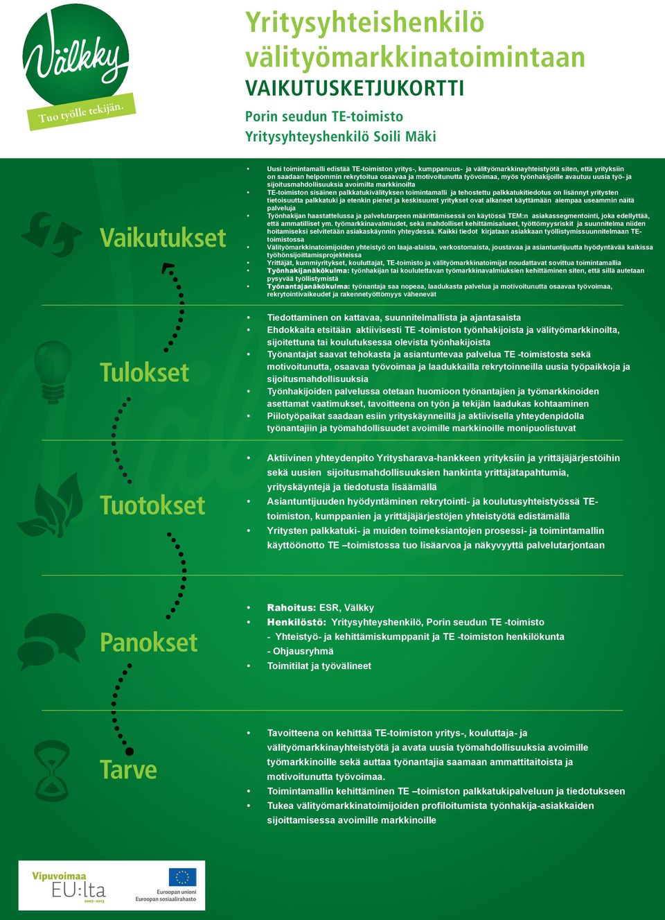 palkkatukivälityksen toimintamalli ja tehostettu palkkatukitiedotus on lisännyt yritysten tietoisuutta palkkatuki ja etenkin pienet ja keskisuuret yritykset ovat alkaneet käyttämään aiempaa useammin