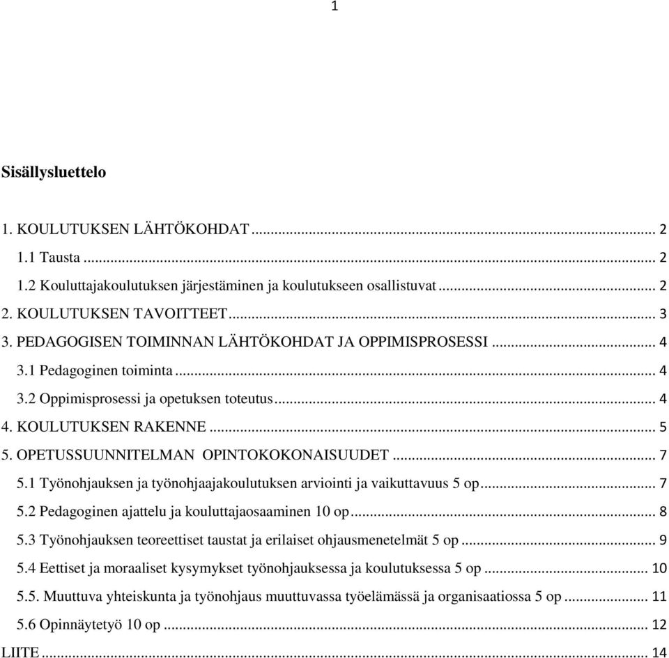 OPETUSSUUNNITELMAN OPINTOKOKONAISUUDET... 7 5.1 Työnohjauksen ja työnohjaajakoulutuksen arviointi ja vaikuttavuus 5 op... 7 5.2 Pedagoginen ajattelu ja kouluttajaosaaminen 10 op... 8 5.