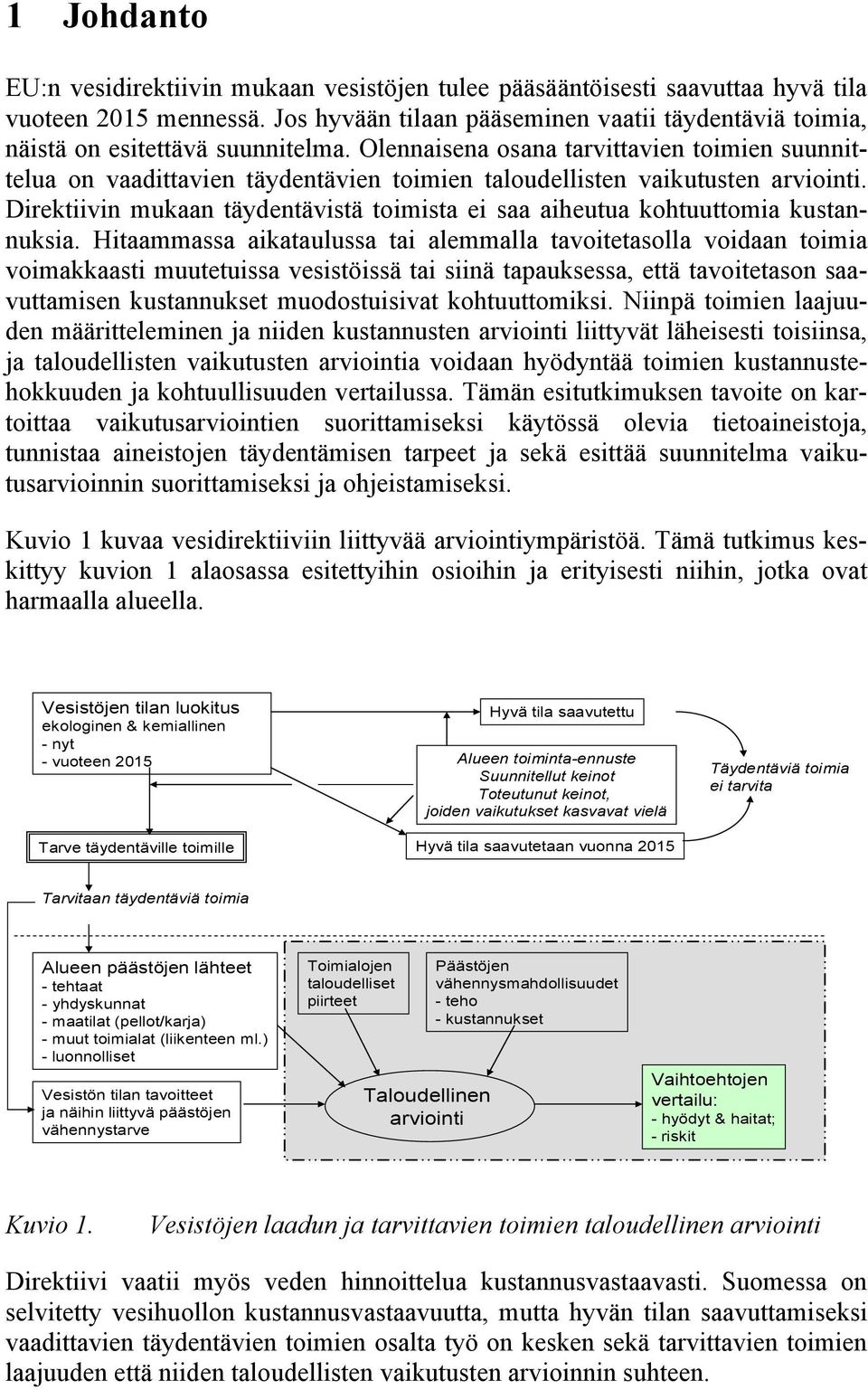 Olennaisena osana tarvittavien toimien suunnittelua on vaadittavien täydentävien toimien taloudellisten vaikutusten arviointi.