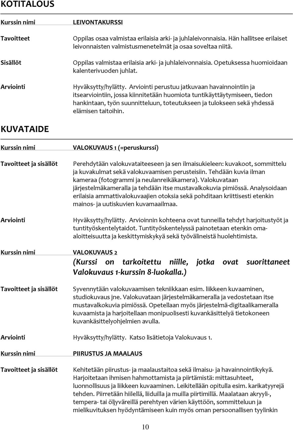 perustuu jatkuvaan havainnointiin ja itsearviointiin, jossa kiinnitetään huomiota tuntikäyttäytymiseen, tiedon hankintaan, työn suunnitteluun, toteutukseen ja tulokseen sekä yhdessä elämisen