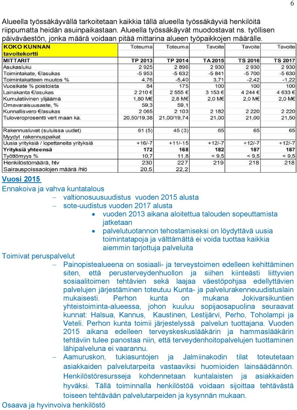 Vuosi 2015 Ennakoiva ja vahva kuntatalous valtionosuusuudistus vuoden 2015 alusta sote-uudistus vuoden 2017 alusta vuoden 2013 aikana aloitettua talouden sopeuttamista jatketaan palvelutuotannon