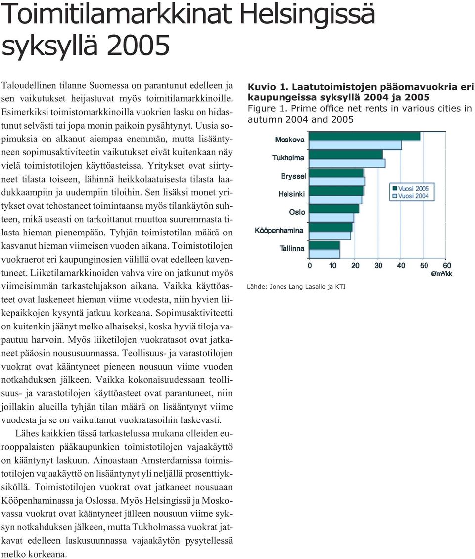 Uusia sopimuksia on alkanut aiempaa enemmän, mutta lisääntyneen sopimusaktiviteetin vaikutukset eivät kuitenkaan näy vielä toimistotilojen käyttöasteissa.