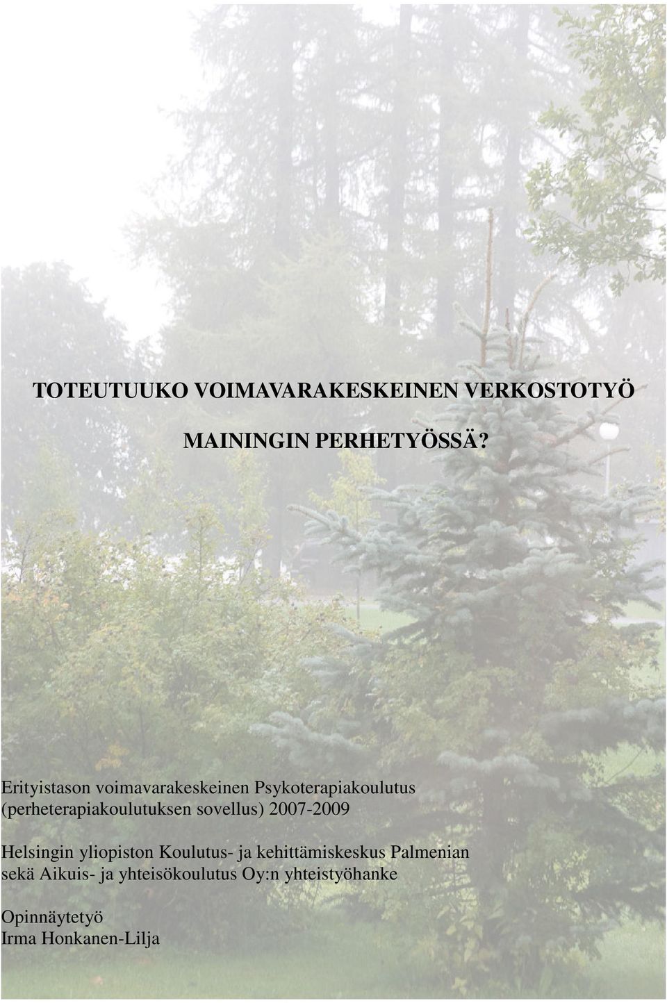 (perheterapiakoulutuksen sovellus) 2007-2009 Helsingin yliopiston Koulutus-