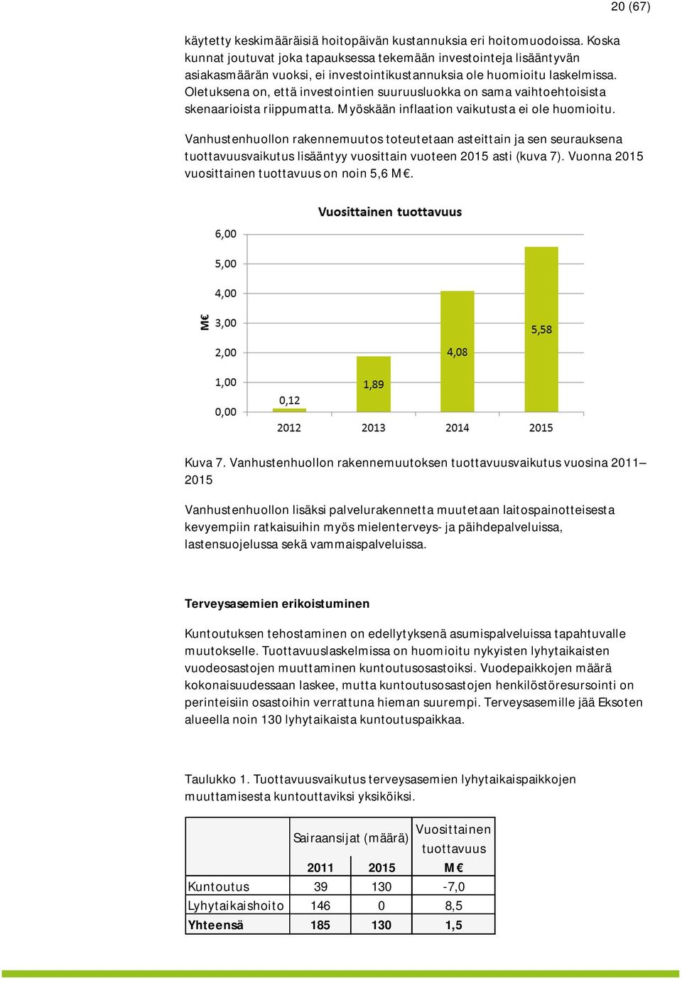 Oletuksena on, että investointien suuruusluokka on sama vaihtoehtoisista skenaarioista riippumatta. Myöskään inflaation vaikutusta ei ole huomioitu.