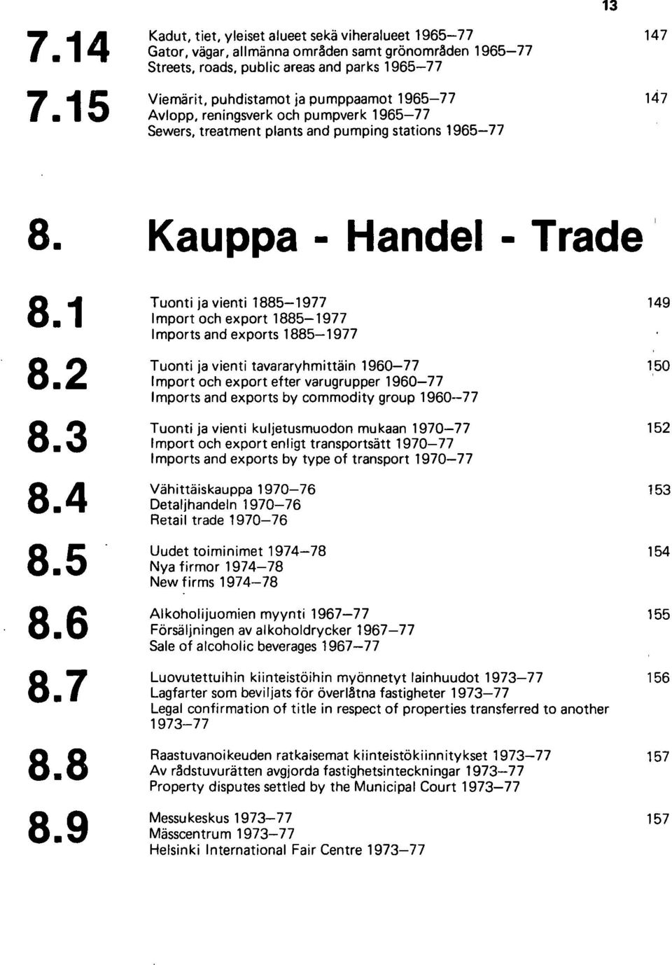 1965-77 Avlopp, reningsverk och pumpverk 1965-77 Sewers, treatment plants and pumping stations 1965-77 13 147 8. 8.1 8.2 8.3 8.4 8.5 8.6 8.7 8.8 8.